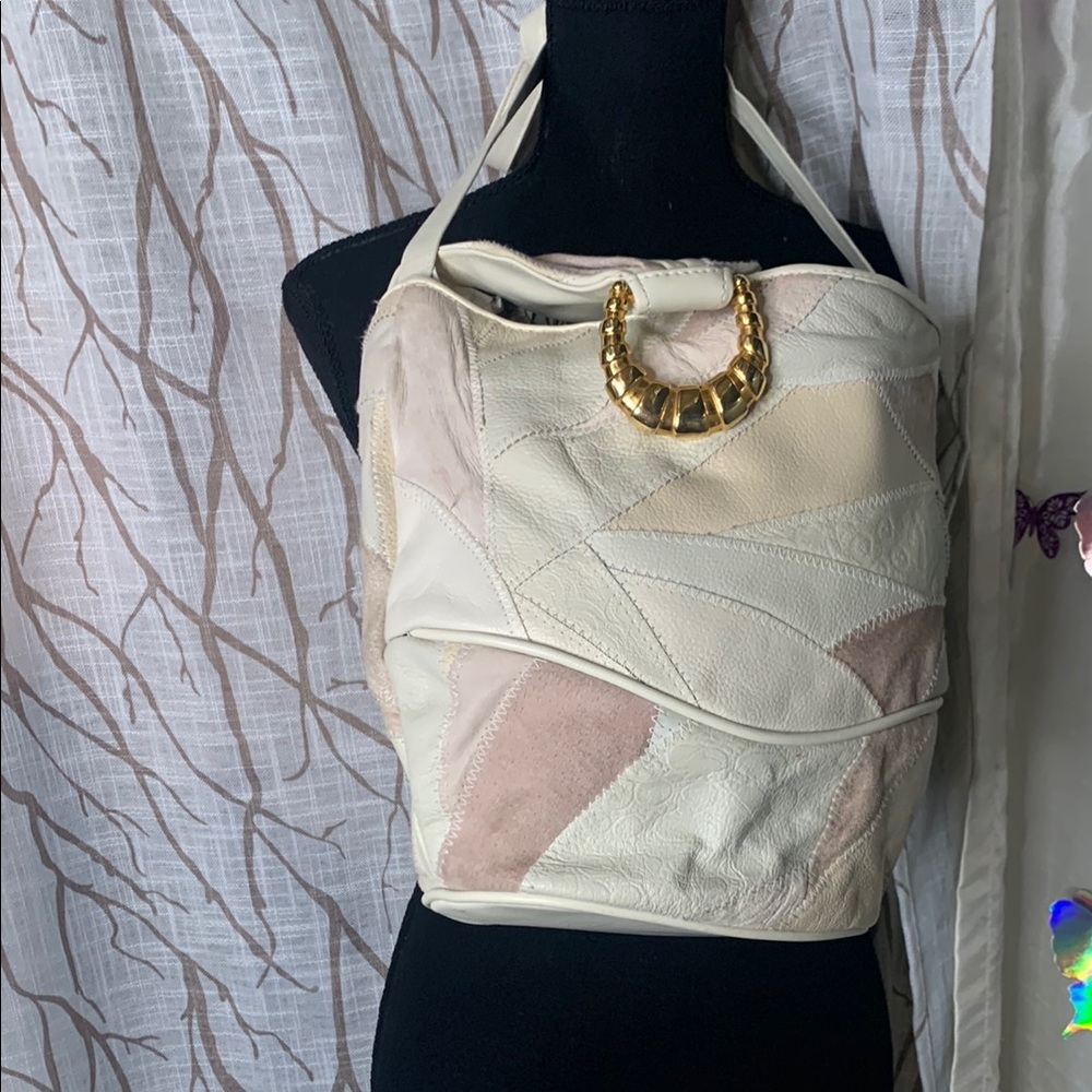 Vintage Chic Patchwork purse  with Gold Accent